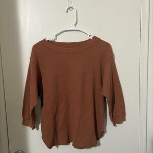 Uniqlo Brown Waffle-Knit Long Sleeve Top – Size S